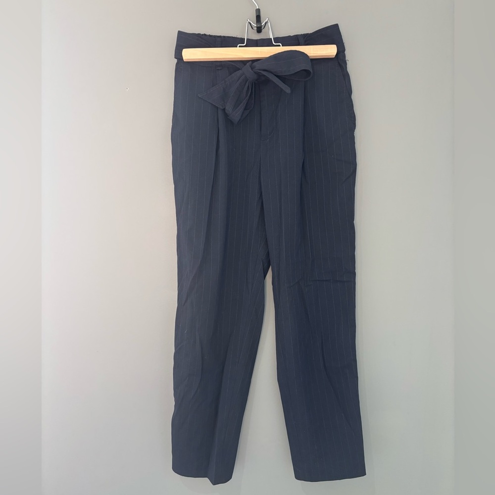 GAP Navy Pinstripe Paper bag Tie Waits Trousers | Size 2